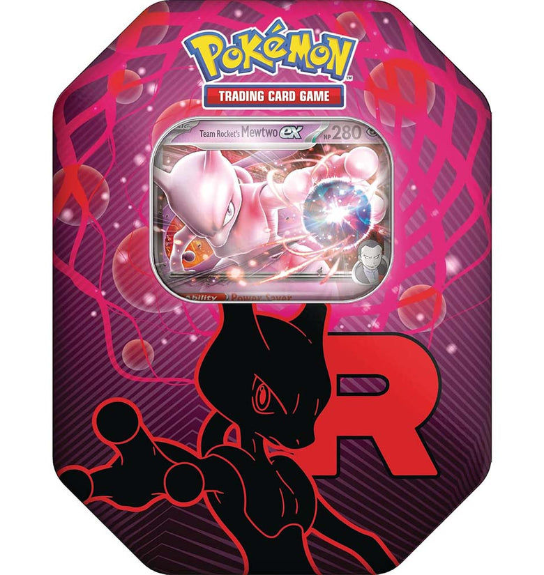 Pokémon TCG: Team Rocket’s Mewtwo ex Tin (Cartas en Español)