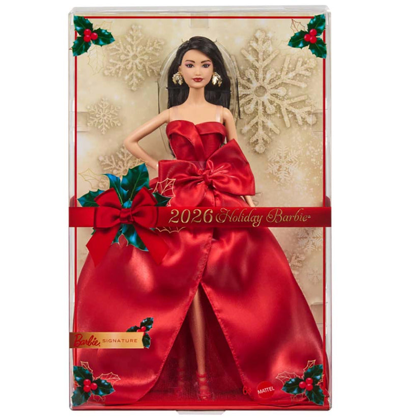 Barbie Signature Holiday 2026 – Muñeca Barbie con Cabello Castaño Oscuro JJX67